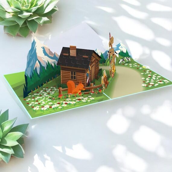 Hiking Cabin Pop-Up Card: 3D Nature Birthday ...