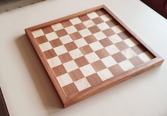 Handmade Mahogany & Maple Chess Board: Jaques...