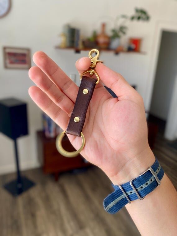 Handmade Veg-Tan Leather Keychain: Full-Grain...