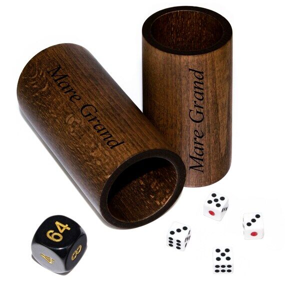 Personalized Wooden Dice Cup Set for Backgamm...