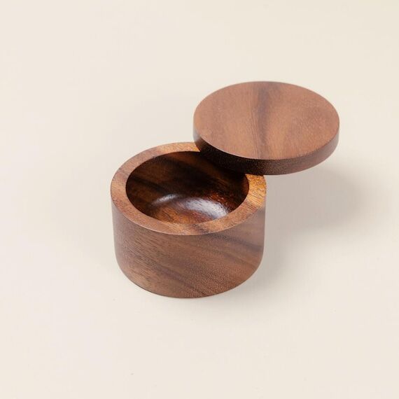 Handmade Wooden Salt Box with Swivel Lid: Tea...