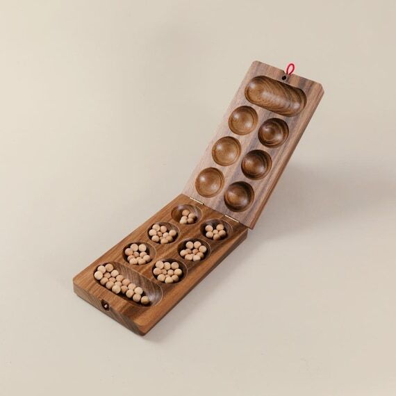 Wooden Mancala Board Game: Travel Set, Brain ...