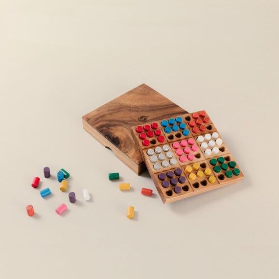Wood Sudoku Board Game: Rainbow ColorKu Brain...