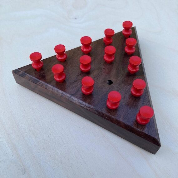 Triangle Peg Solitaire Game | Solid Wood | Br...