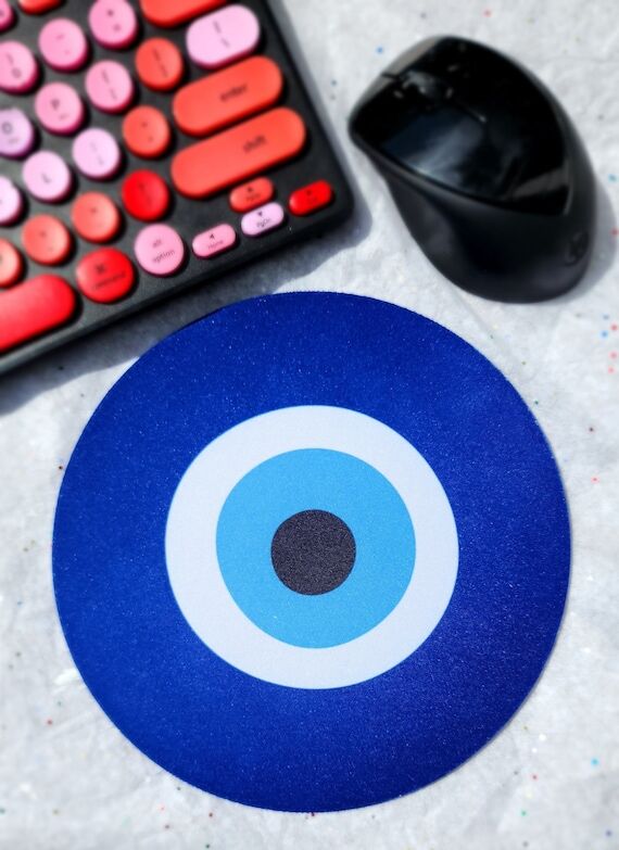 Evil Eye Mouse Pad: Round Desk Accessory, Off...