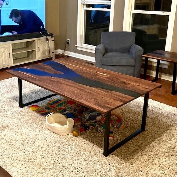 Mid Century Live Edge Walnut Table...