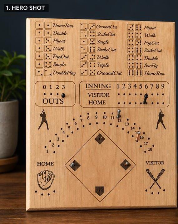 Wooden Baseball Dice Game | Handmade Hardwood...