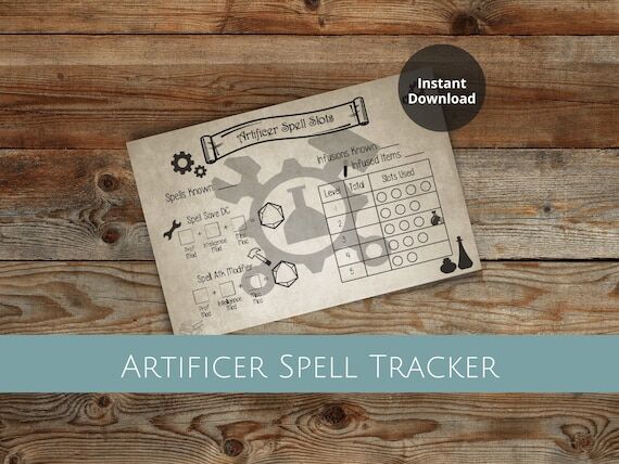 NEW! Artificer Spell Tracker | D&D Spell Slot...