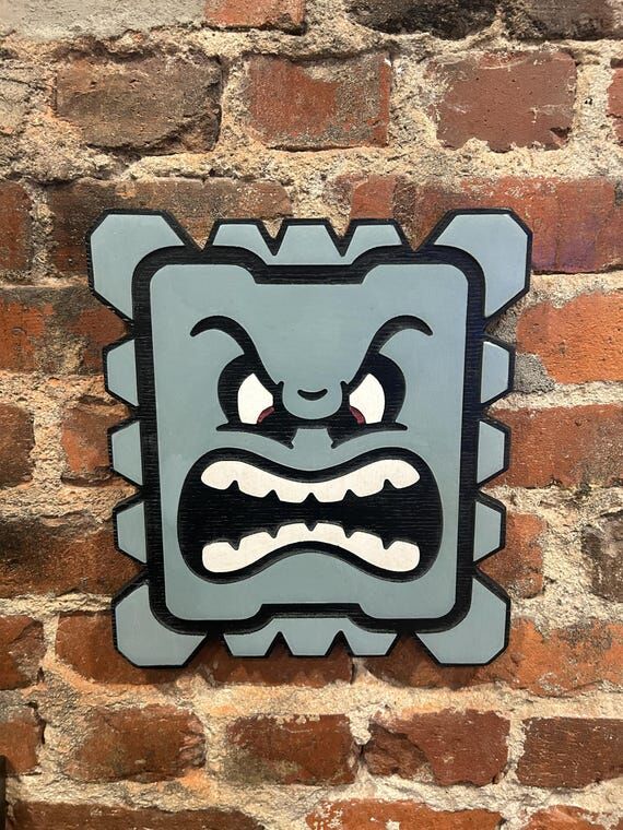 Thwomp Wall Art - Wooden Decor...