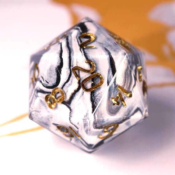 Black White Marbled - Handmade 20mm D20...