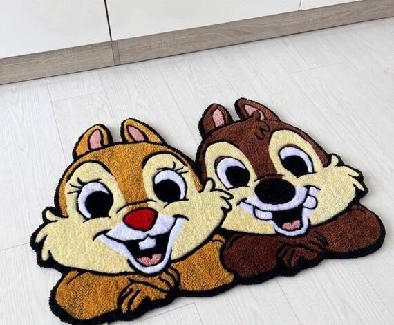 Handmade Chip and Dale Tufted Rug....