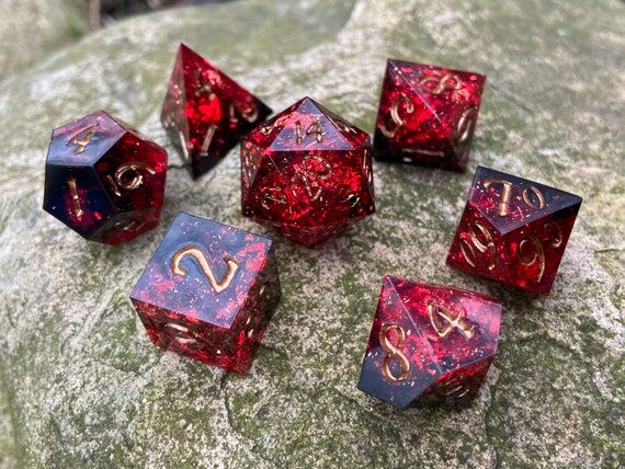 Handmade Resin DND Dice Set "Dragon's He...