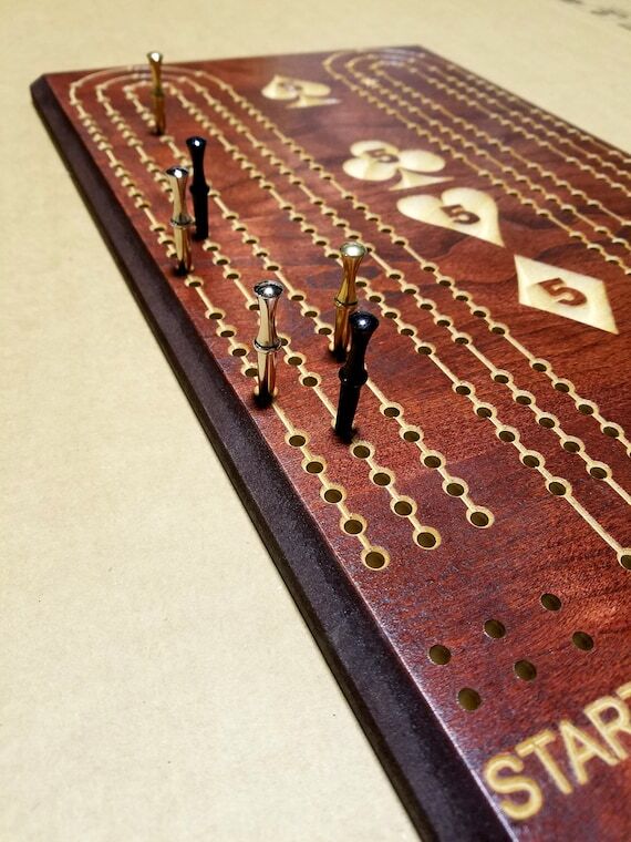 Large Peg 3 Player Cribbage Board Perfect Han...