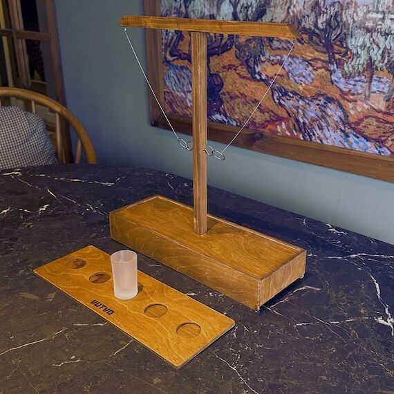 Handmade Hook and Ring Toss Game: Birch Wood,...