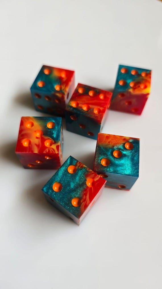 Fire and Water- Handmade Sharp Edge Dice Set,...