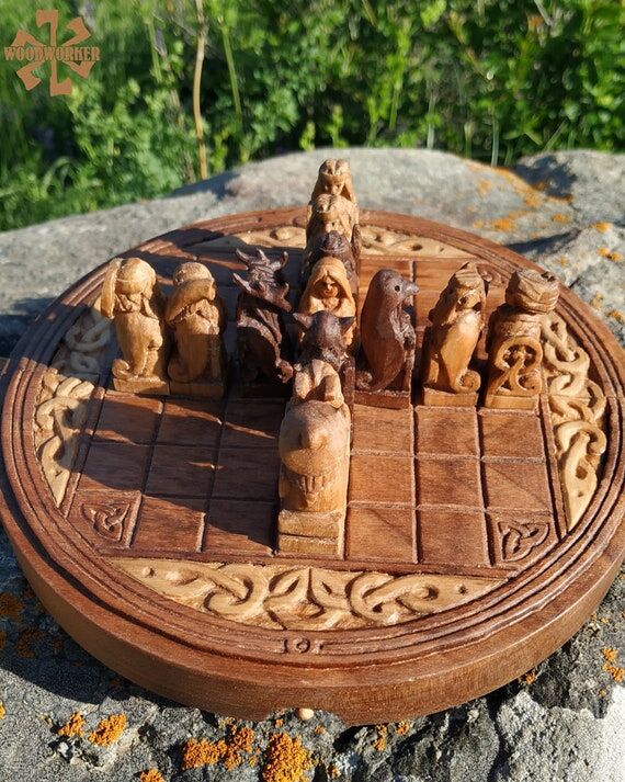 Handmade Brandubh Board Game: Norse Gods vs C...