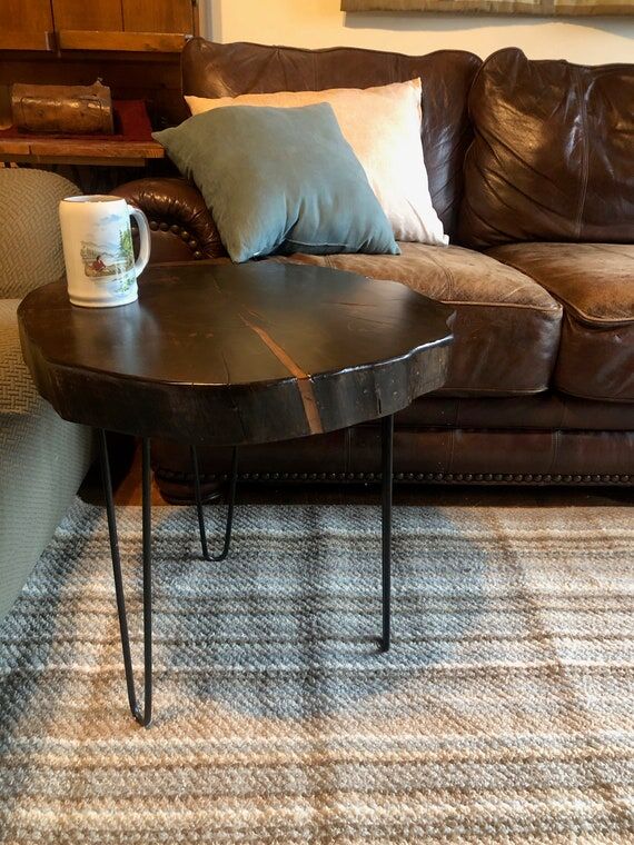 Live Edge End Table Bronze Epoxy and Hairpin ...