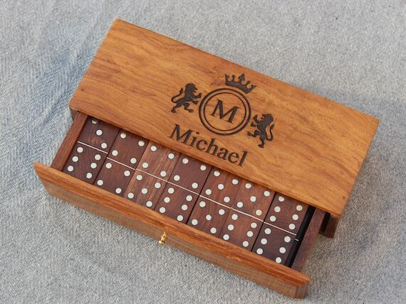 Personalized Wooden Dominoes Set | Custom Fam...