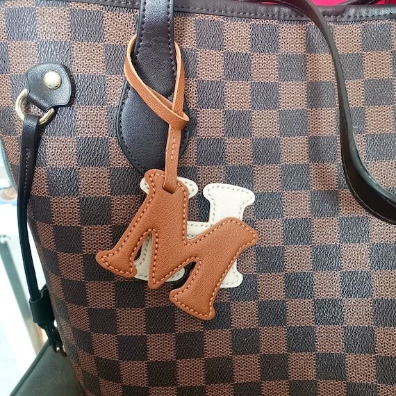 Personalized Monogram Letter Leather Bag Char...