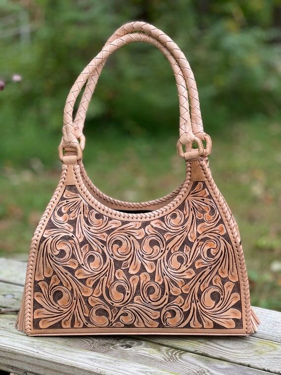 Hand-Tooled Leather Hobo Bag “LUNA” – W...