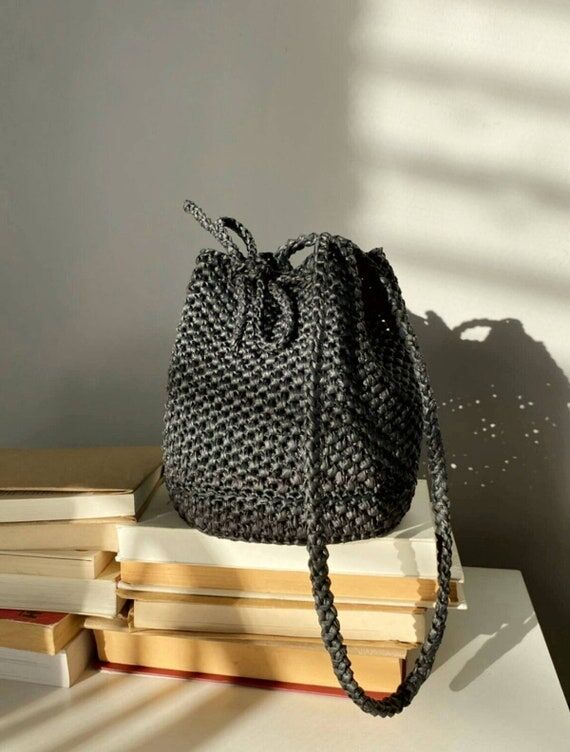 Handmade Luciana Raffia Bucket Bag, Raffia ba...
