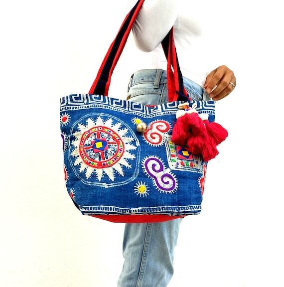 Tote Vintage Embroidered, Bohemian Bag, Ethni...