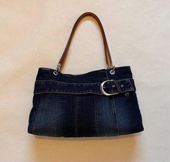 Upcycled Denim Shoulder Bag, Minimalist Handb...