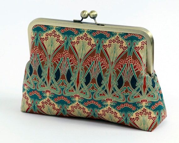 Art Nouveau Liberty Print Clutch Purse: Handm...
