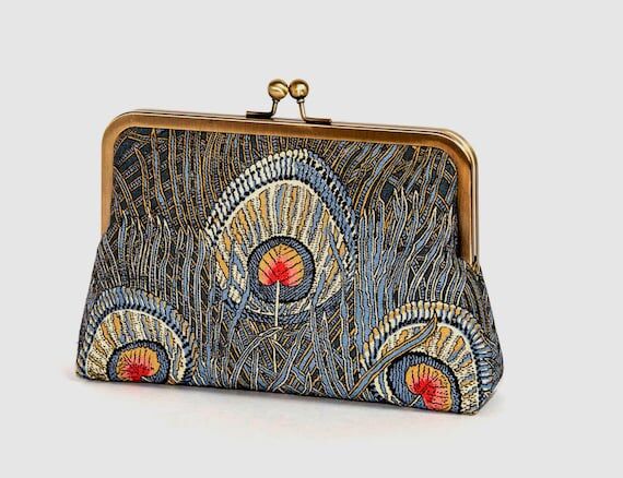 Peacock Feather Linen Clutch Bag: Liberty of ...