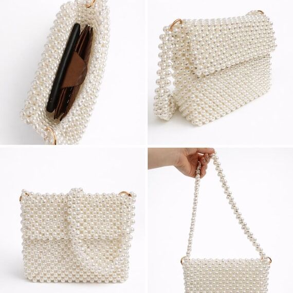 Pearl Beaded Shoulder Bag...