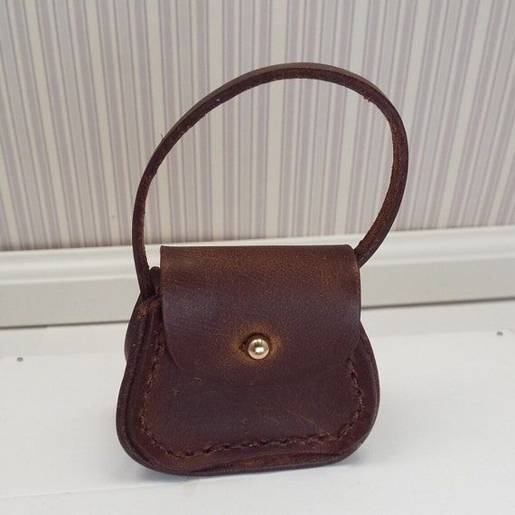 1:4 Scale Brown Leather Mini Handbag for 16&q...