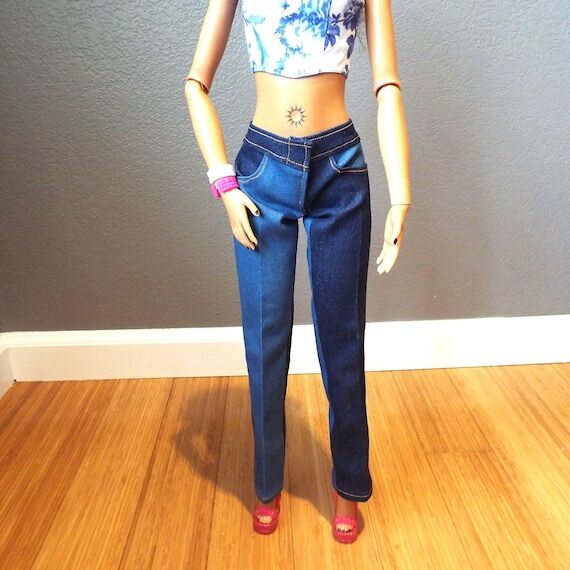Handmade Two-Tone Denim Jean Pants for 28inch...