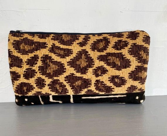 African Mud Cloth Clutch Purse, Animal Print ...