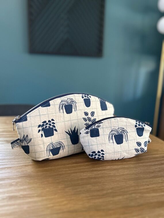 Blue Botanical Plant Zipper Pouch | Natural G...