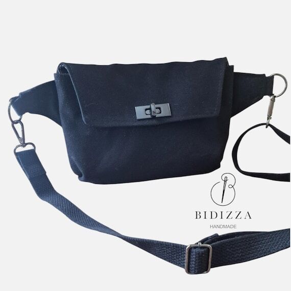 Handmade Sling Purse: Black Canvas with Turn ...