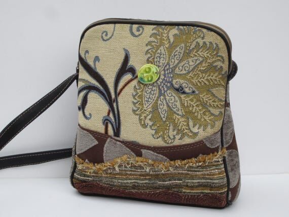Small OOAK Shoulder Bag | Upcycled Purse | Fl...
