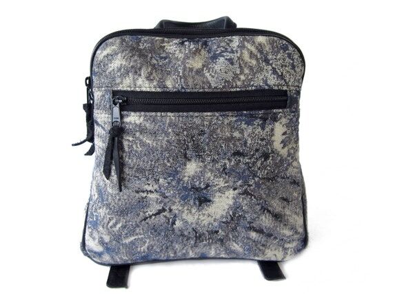 Blue Abstract Backpack | Wool Blend Small Ruc...