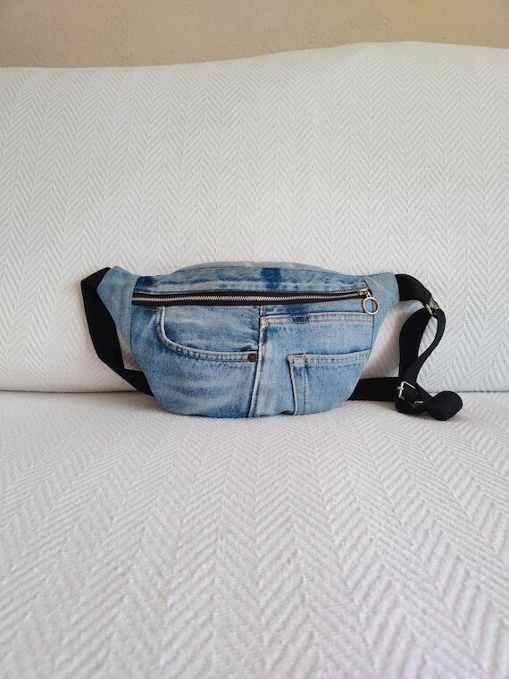 Denim Crrossbody Bum Bag, Upcycled Jeans Slin...
