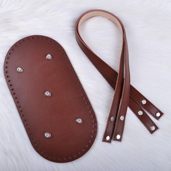 Leather set for shopper's bag with screw-fast...