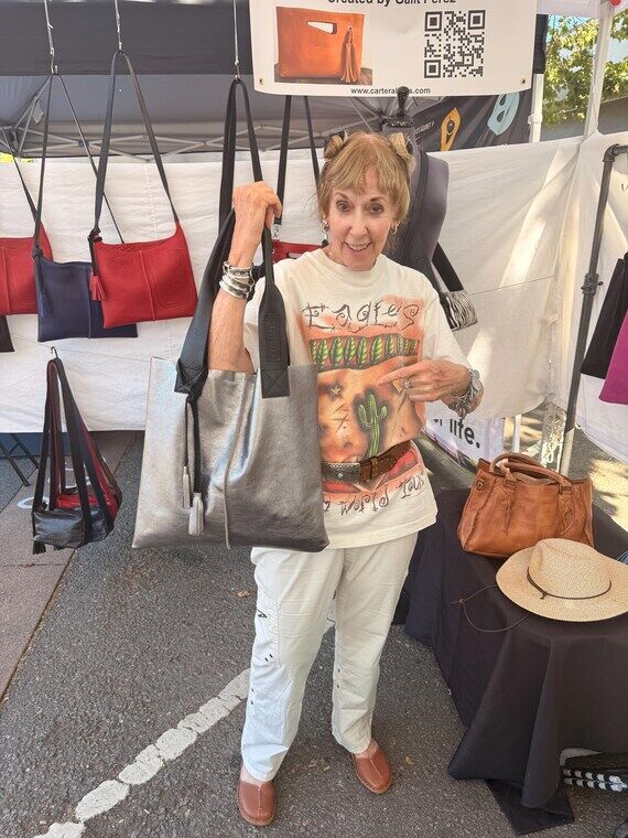 Silver Gray Leather Tote Bag, Large Shoulder ...