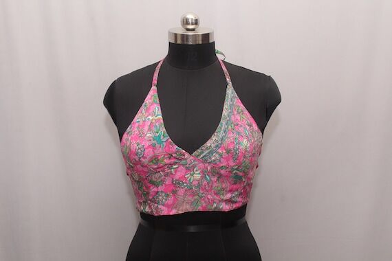 Reversible Silk Halter Top: Boho Hippie Brale...