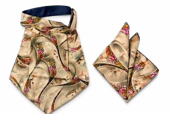Men's Paisley Cravat Ascot Tie and Pocket Squ...