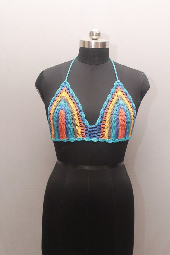 Handmade Wool Halter Top: Reversible Boho Cro...