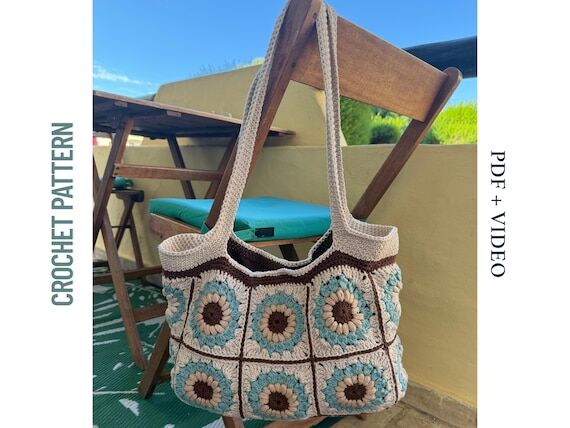 Granny Square Tote Bag Crochet Pattern – DI...
