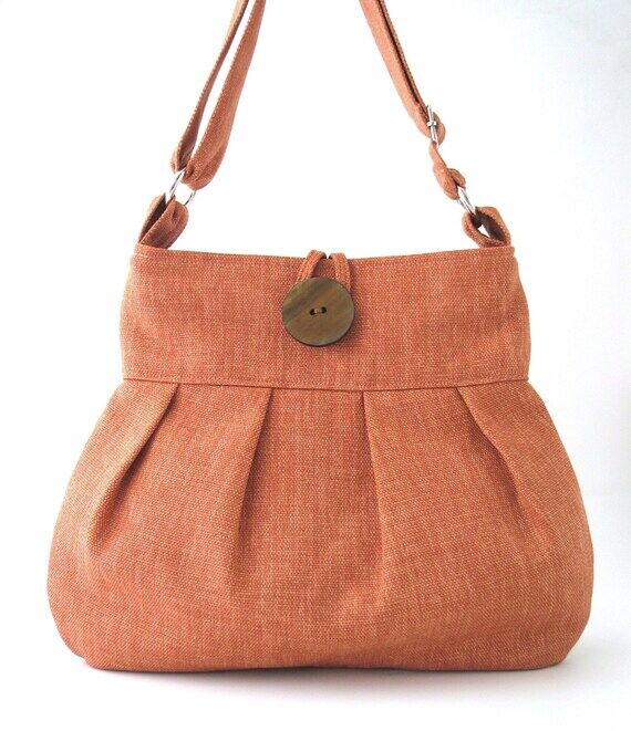womens tote bag -orange tote- crossbody messe...