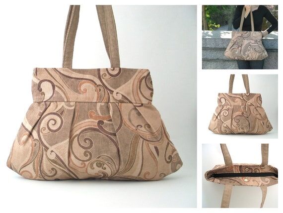 womens shoulder bag, large purse, fabric hand...