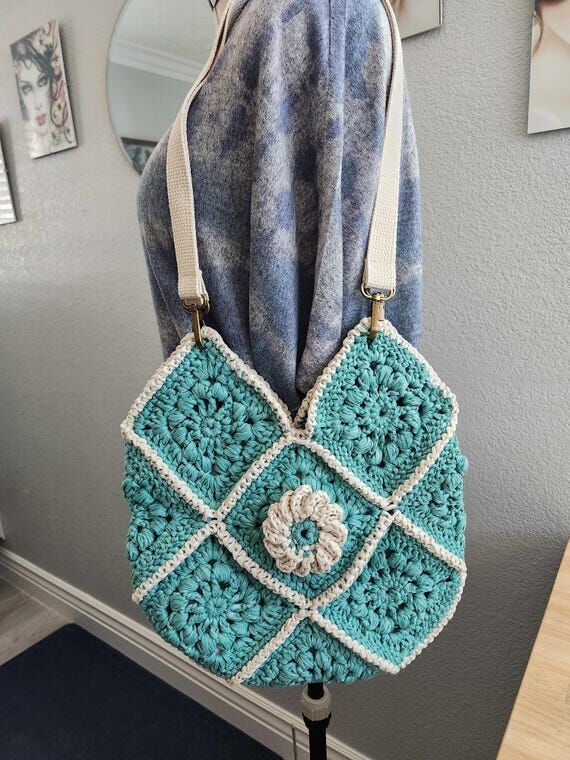 Handmade Crocheted Shoulder Bag | 3D Design w...