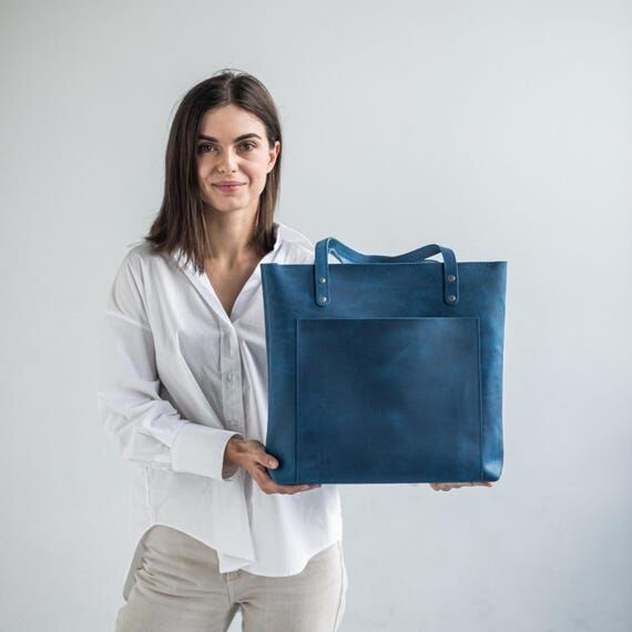 Full-Grain Leather Tote Bag for Women – Sho...