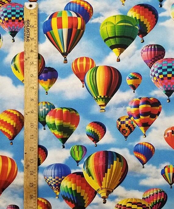 HOT AIR BALLOON Pattern Cotton Fabric 18&quot...