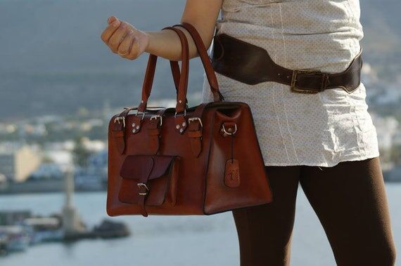 Genuine leather Duffel Bag, Leather Overnight...